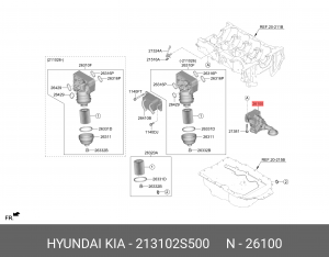 Насос масляный KIA K5 (20-),Sportage (22-) (2.5) OE 213102S500 HYUNDAI KIA