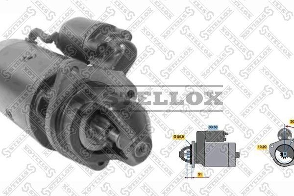 стартер !24V-4KW 9зубьев 30'вправо\MB 508-2219 OM 314. 352. 352A, 353 88-02001-SX STELLOX