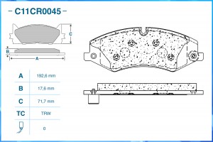 Тормозные колодки передние Low Metallic C11CR0045 C11CR0045 CWORKS