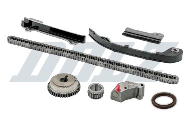 NISSAN ALMERA N16 (2000-2006)/PRIMERA P12E (2002>) ЦЕПЬ + НАТЯЖИТЕЛЬ + 3 УСПОКОИ SKCN038F DOLZ