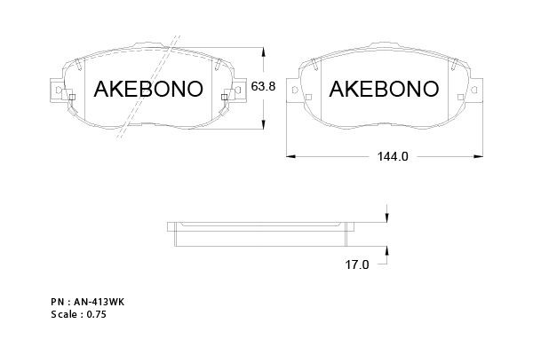 Колодки тормозные дисковые передние LEXUS IS I (_E1_) 99-05 AN-413WK AN413WK AKEBONO