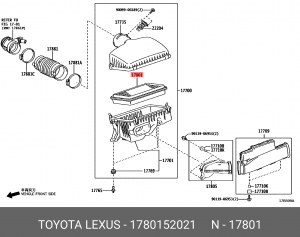 Фильтр воздушный LC300 TOYOTA 1780152021 17801-52021 TOYOTA