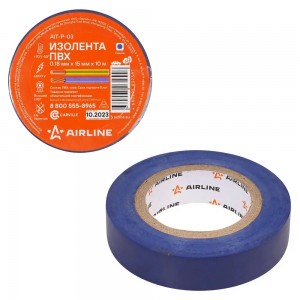 Изолента ПВХ синяя 15ммx10м AIRLINE AIT-P-03 AIRLINE