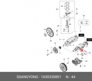 Вкладыши SSANGYONG Actyon (12-) (G20D) коренные d+0.00 (YELLOW) (1шт.) верхние O 1630330801 SSANG YONG