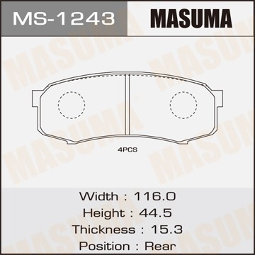 колодки дисковые задние!\ Toyota Land Cruiser 02> MS1243 MASUMA