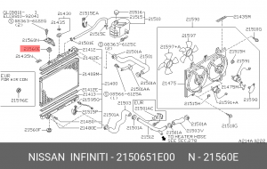 втулка крепления радиатора!\ Nissan Patrol 97> 21506-51E00 NISSAN