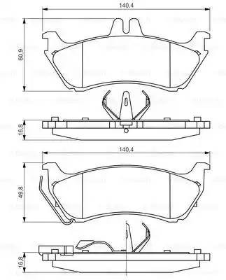 MB W163 M-CLASS 98> 140x49x16.6ММ 0 986 424 708 BOSCH