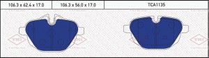 колодки дисковые задние!\ BMW 5(F10,F11)/ X3(F25)/ X4(F26)/ Z4(E89) 09> TCA1135 TATSUMI