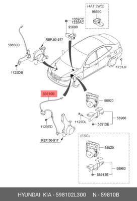 Датчик АБС HYUNDAI Elantra (06-),i30 (07-) колеса переднего левого OE 598102L300 HYUNDAI KIA