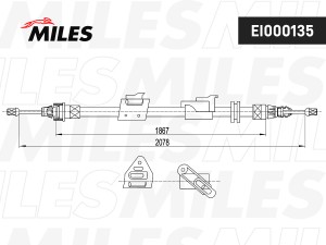 Трос стояночного тормоза левый FORD GALAXY 07-/MONDEO 06-/S-MAX 07- EI000135 EI000135 MILES