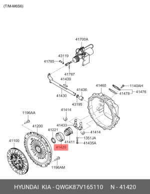 Подшипник выжимной HYUNDAI HD120,AeroTown дв.D6DA19/22,D6GA (KH10) OE QWGK87V165110 HYUNDAI KIA