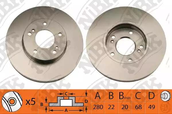 Диск тормозной NISSAN Maxima (88-00) передний (1шт.) NIBK RN1036 NIBK