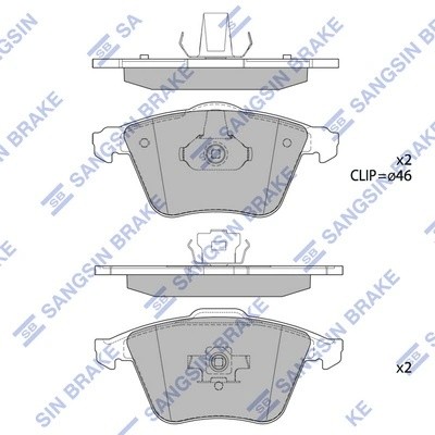 Колодки тормозные VOLVO S40,V50 (04-) (1.6/2.5) передние (4шт.) SANGSIN SP1784 SANGSIN