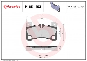 Колодки тормозные P85103 P85103 BREMBO