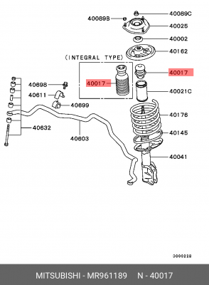 Отбойник амортизатора MITSUBISHI Lancer,Outlander (1.6/1.8/2.0/2.4) переднего (1 MR961189 MITSUBISHI