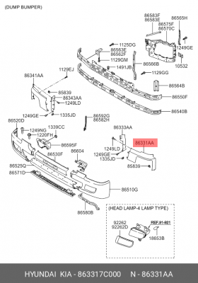 Накладка фары HYUNDAI HD250,260,270,370,500 (08-) левая OE 863317C000 HYUNDAI KIA