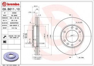 Диск тормозной 09.B611.10 09.B611.10 BREMBO