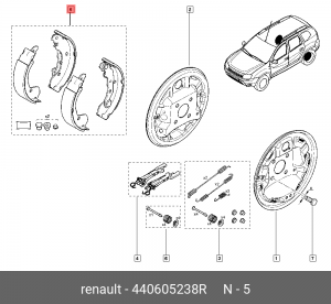 Колодки барабанные RENAULT Duster II 4406 052 38R 440605238R RENAULT
