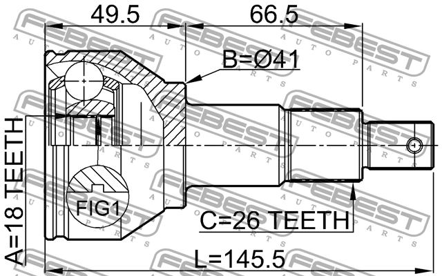 ШРУС наружный!18X41X26\ Bombardier Outlander MAX400 08> 3110800 FEBEST