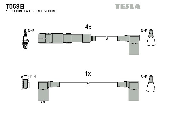 к-кт проводов!\ MB W124/W201 1.8-2.3i 80-93 T069B TESLA