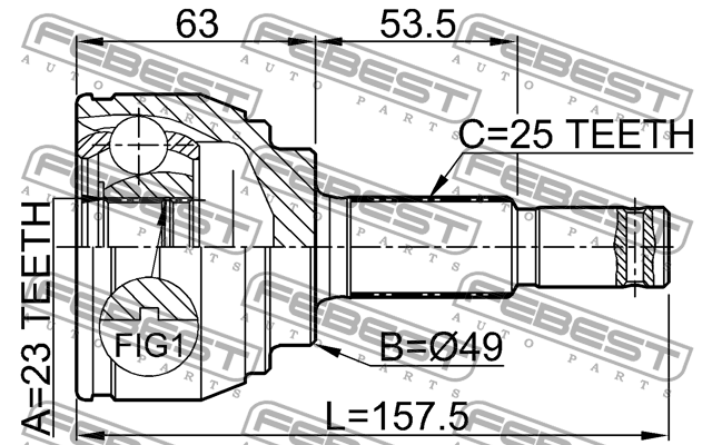 ШРУС наружный к-кт!\ Nissan Tiida (C11) 05> 0210-C11 FEBEST