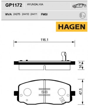 Колодки передние HYUNDAI i10, KIA PICANTO (BA) GP1172 GP1172 SANGSIN