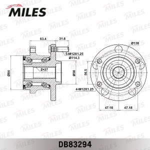 Ступица колеса задняя с подшипником SUBARU TRIBECA 05- DB83294 DB83294 MILES