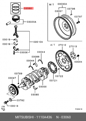 КОЛЬЦА ПОРШНЯ,К-Т 1110A436 1110A436 MITSUBISHI
