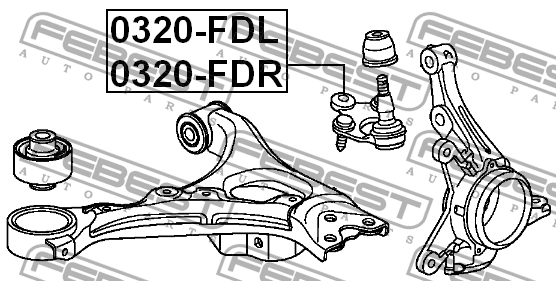 Опора шаровая правая HONDA CIVIC 4D FD1 2006­-2014 0320-FDR 0320-FDR FEBEST