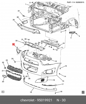 Кронштейн CHEVROLET Aveo (12-) крепления фары левой OE 95019921 GENERAL MOTORS