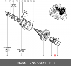 кольцо стопорное!\ Renault Kangoo 7700720854 RENAULT