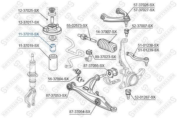 отбойник амортизатора переднего!\ Honda CR-V RD1/RD2 95> 11-37018-SX STELLOX