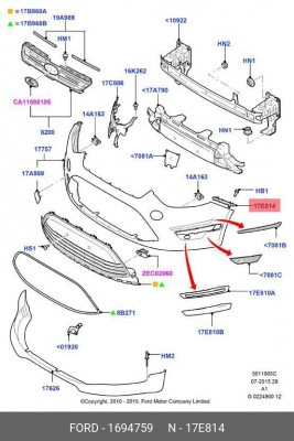 кронштейн бампера ! передний левый \ Ford Galaxy 06-15/S-MAX 06-15 1 694 759 FORD