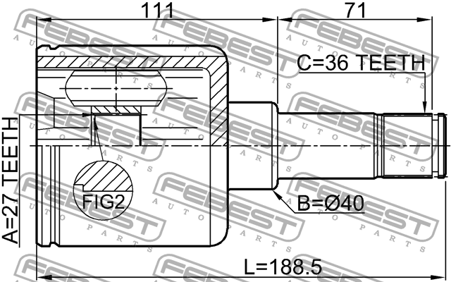 ШРУС внутр левый FORD TRANSIT FY 2000-2006 2111-FYLH 2111-FYLH FEBEST