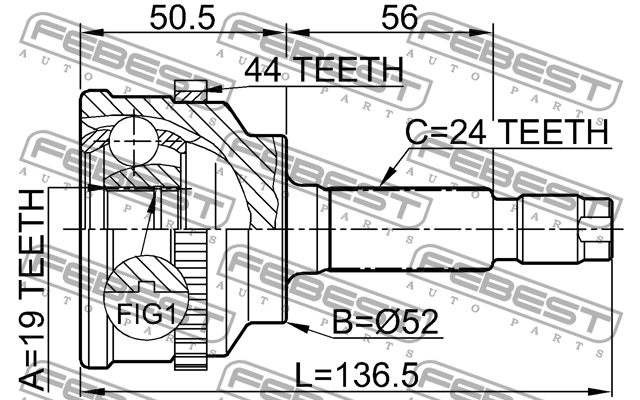 ШРУС внешний MAZDA DEMIO DW3/DW5 1996-2002 0510-014A44 0510-014A44 FEBEST