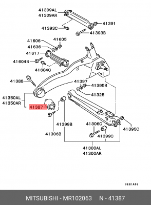 Сайлентблок MITSUBISHI Carisma,Lancer,Mirage рычага заднего продольного OE MR102063 MITSUBISHI