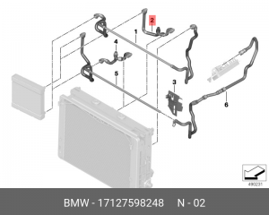 Шланг BMW 5 (F10/F11),7 (F01/F02/F03/F04) (09-16) системы охлаждения OE 17 12 7 598 248 BMW