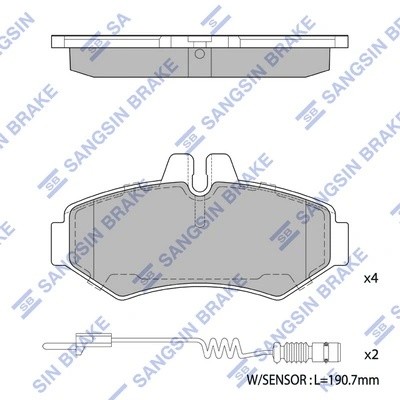 Колодки тормозные MERCEDES Sprinter (97-) VW LT (96-) задние (4шт.) SANGSIN SP1278 SANGSIN