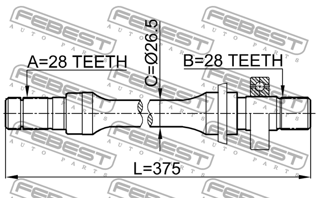 Вал привода MAZDA 626 GF 1998-2002 0512-626GE 0512-626GE FEBEST