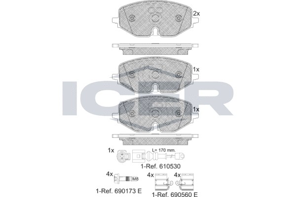182369 колодки дисковые передние!\ Audi A3/VW Golf VII 1.2TSI-1.8TFSI/2.0TDI 12> 182369 ICER