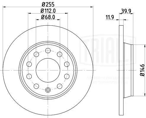 Диск торм. Audi A4 (00-)/(04-) зад. d=255 (DF 180133)  2шт DF 180133 TRIALLI