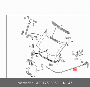 Трос капота MERCEDES Sprinter OE A9017500359 MERCEDES BENZ
