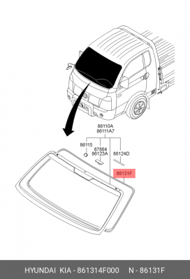 Уплотнитель стекла HYUNDAI Porter 2 ветрового OE 861314F000 HYUNDAI KIA