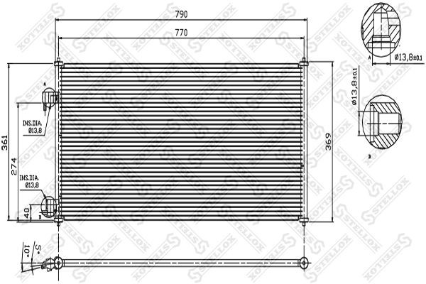 радиатор конд.\ Ford Transit Connect all 02> 10-45188-SX STELLOX
