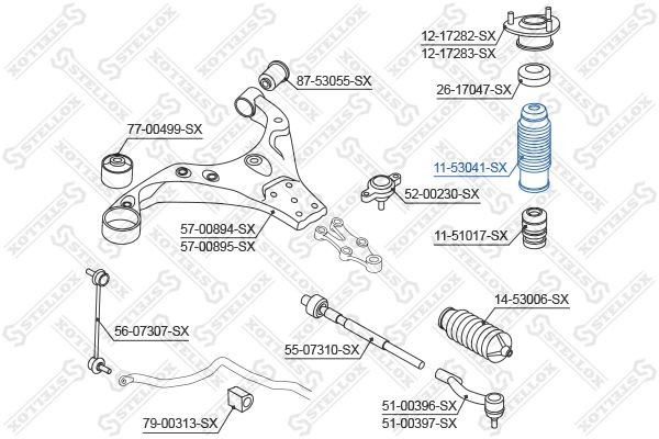 пыльник амортизатора переднего!\ KIA Cerato 04> 11-53041-SX STELLOX