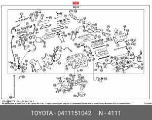 к-кт прокладок ДВС!\ Toyota Land Cruiser 200 4.5 07> 04111-51042 TOYOTA