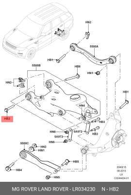 болт с двухгранной головкой LR034230 LR034230 LAND ROVER