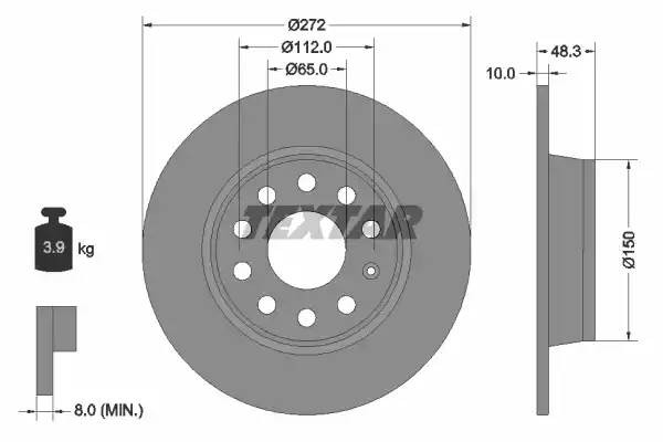 92224903 диск тормозной задний!\ Audi A3, Skoda Octavia/Superb, VW Golf/Jetta 1. 92224903 TEXTAR