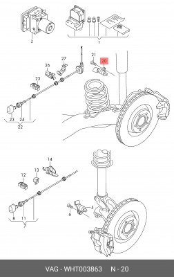Датчик АБС VW Polo колеса заднего левого OE WHT 003 863 VAG