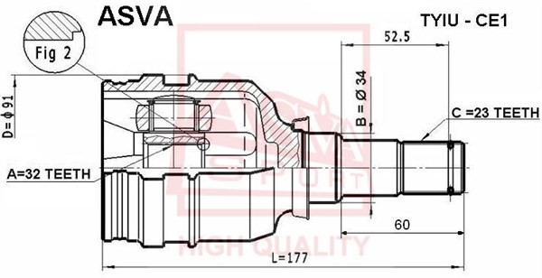 ШРУС ВНУТРЕННИЙ 32x34x23 [12] TYIUCE1 TYIU-CE1 ASVA